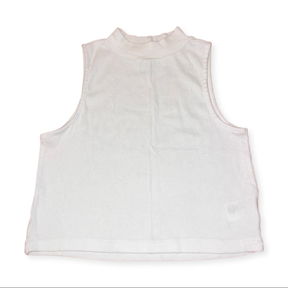 Sleeveless Mock Neck Ribbed Top